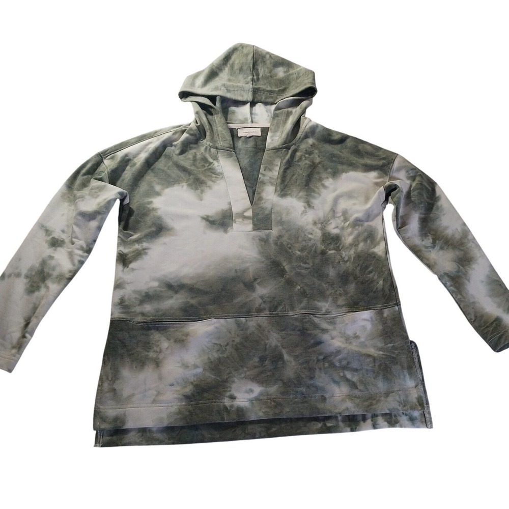 Melloday Tie Dye Hoodie Pullover V-Neck Sweatshirt Womens M Boho Festival Lounge